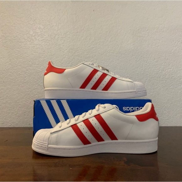 Adidas Superstar 'White Vivid Red' H68094 Men's Size 11 - Picture 2 of 7